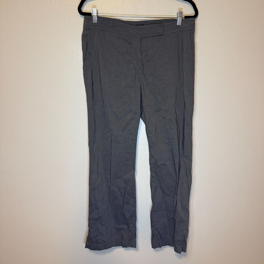 Eileen Fisher Linen Blend Breathable Stretch Straight Leg Pants Gray Women’s 10